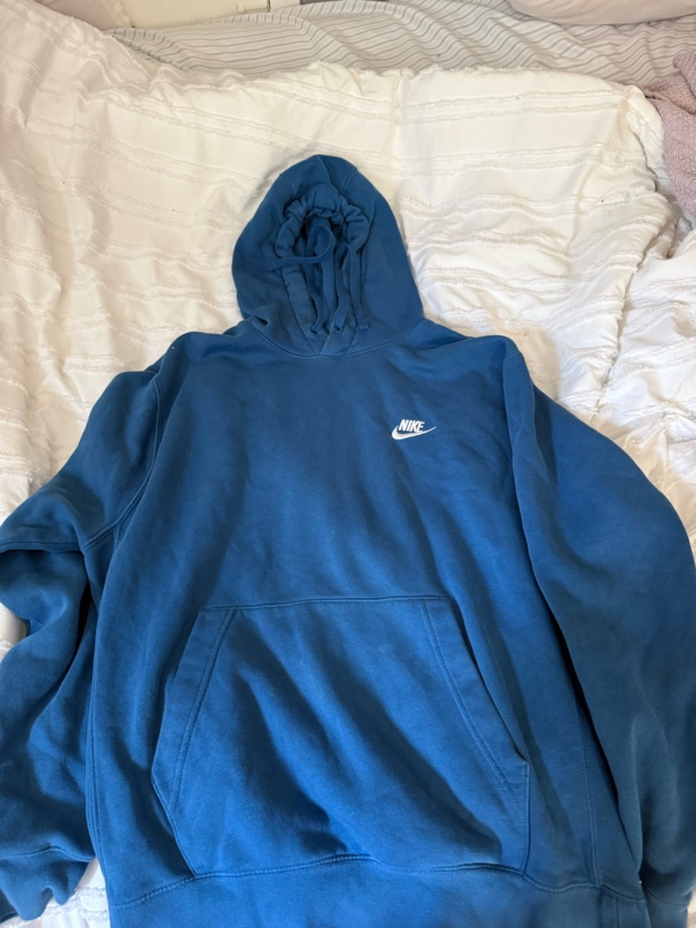 Nike Blue Zip-Up Hoodie with White Logo